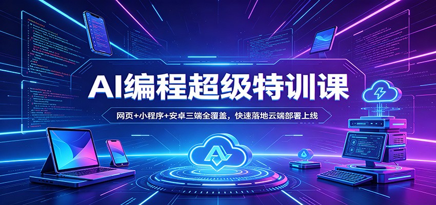 AI编程超级特训课：网页+小程序+安卓三端全覆盖，快速落地云端部署上线-小言网创资源站