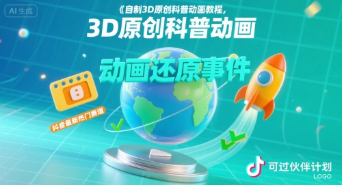 自制3D原创科普动画教程，动画还原事件，抖音最新热门赛道，可过伙伴计划-小言网创资源站