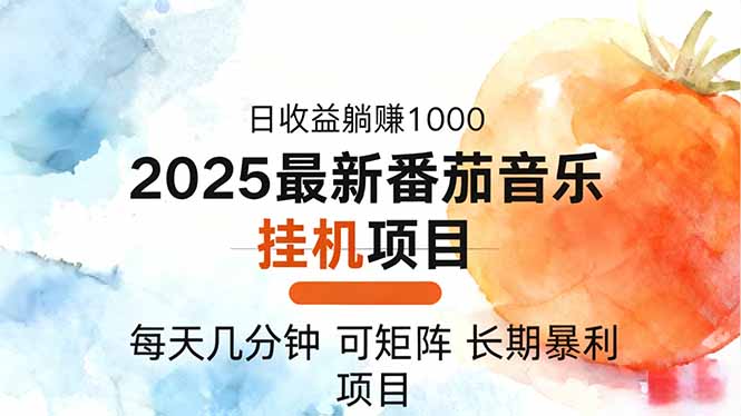 2025年最新番茄音乐人挂机项目，每天几分钟，月入1000＋，可矩阵，一台…-小言网创资源站