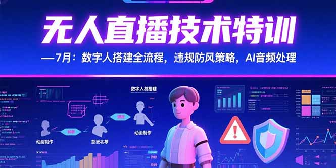 无人直播技术特训-7月：数字人搭建全流程，违规防风策略，AI音频处理-小言网创资源站