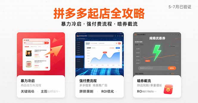拼多多起店全攻略，暴力冷启，强付费流程，暗券截流，5-7月已验证的方法-小言网创资源站