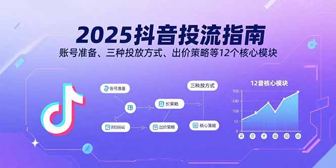2025抖音投流指南，账号准备、三种投放方式、出价策略等12个核心模块-小言网创资源站