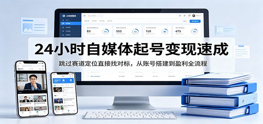 24小时自媒体起号变现速成，跳过赛道定位直接找对标，从账号搭建到盈利全流程-小言网创资源站