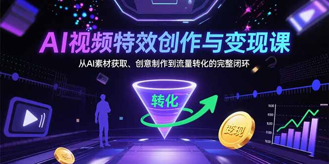 AI视频特效创作与变现课：从AI素材获取、创意制作到流量转化的完整闭环-小言网创资源站