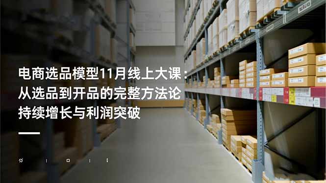 电商选品模型11月线上大课：从选品到开品的完整方法论 持续增长与利润突破-小言网创资源站