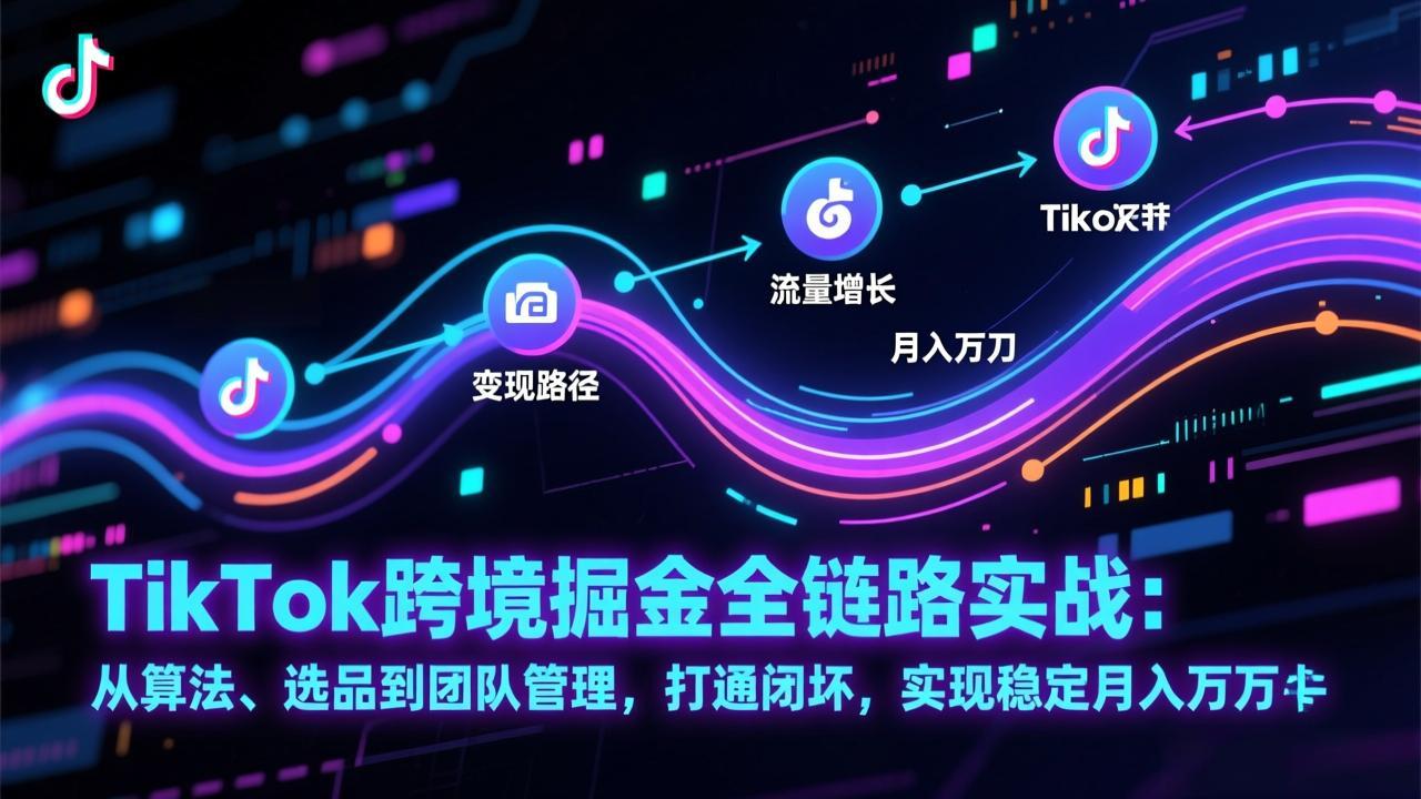 TikTok跨境掘金全链路实战：从算法、选品到团队管理，打通闭环，实现稳定月入万刀-小言网创资源站