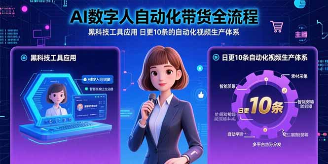 AI数字人自动化带货全流程：黑科技工具应用 日更10条的自动化视频生产体系-小言网创资源站