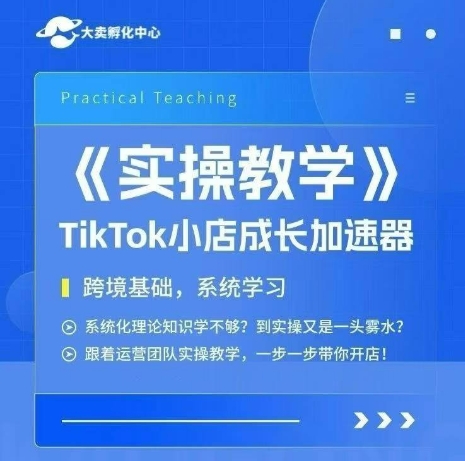大卖家孵化中心TikTok实操课，TikTok小店成长加速器，跨境基础系统学习，一步一步带你开店-小言网创资源站
