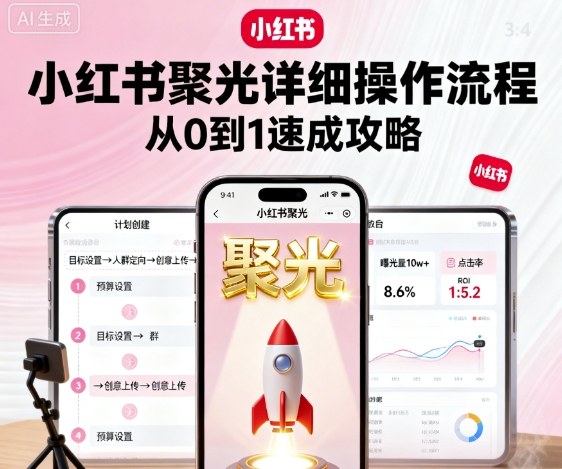 小红书聚光详细操作流程，小红书聚光从0到1速成攻略-小言网创资源站