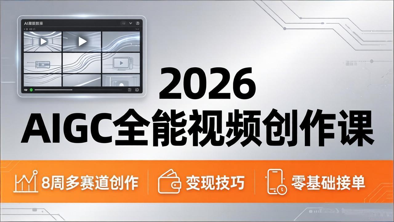 2026AIGC全能视频创作课，8周吃透多赛道创作+变现，零基础也能高效出片接单-小言网创资源站