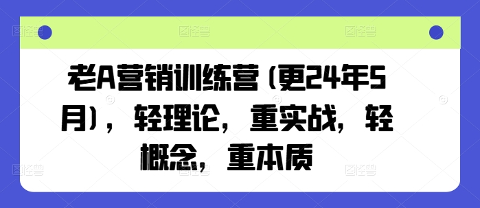 老A营销训练营(更25年8月)，轻理论，重实战，轻概念，重本质-小言网创资源站