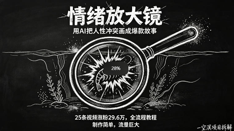 AI制作“情绪放大镜“视频，25条视频涨粉29.6W粉，流量巨大，制作简单，全流程教程-小言网创资源站