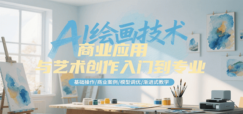 AI绘画技术商业应用与艺术创作入门到专业，基础操作/商业案例/模型调优/渐进式教学-小言网创资源站
