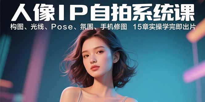 人像IP自拍系统课：构图、光线、Pose、氛围、手机修图 15章实操学完即出片-小言网创资源站