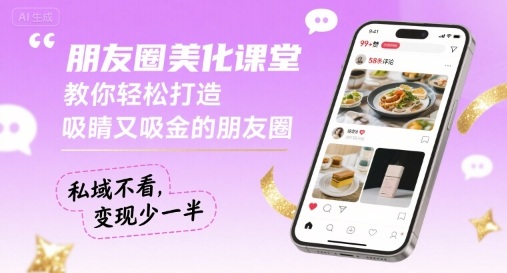 朋友圈美化课堂，教你轻松打造，吸睛又吸金的朋友圈，私域不看，变现少一半-小言网创资源站