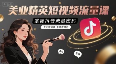 美业精英短视频流量课，掌握抖音流量密码，天天有询单，条条有转化-小言网创资源站