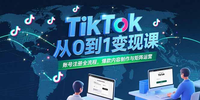 TikTok从0到1变现课，账号注册全流程，爆款内容制作与矩阵运营-小言网创资源站