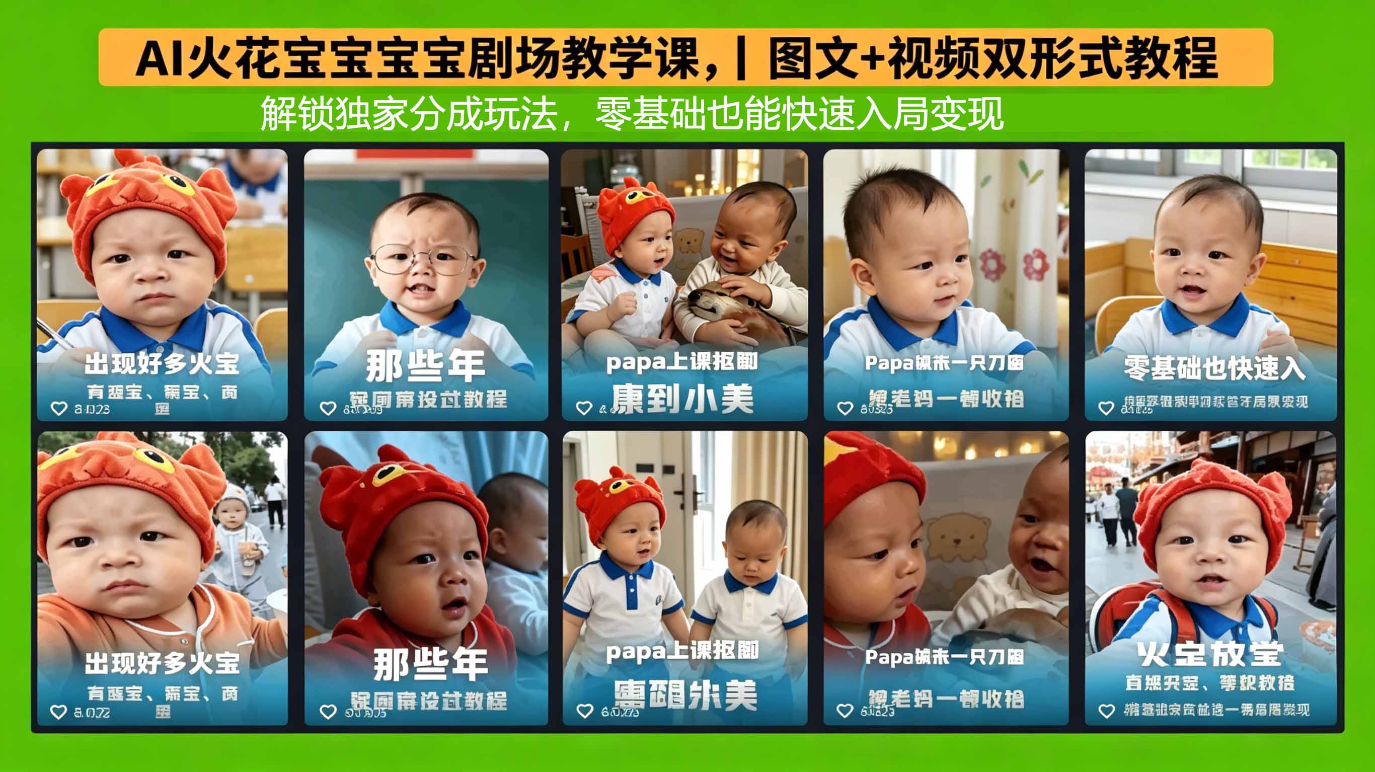 AI火花宝宝宝宝剧场教学课，图文+视频双形式教程，解锁独家分成玩法，零基础也能快速入局变现-小言网创资源站