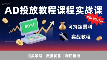 AD投放教程课程实战课，实现广告ROI300%+可持续暴利-小言网创资源站