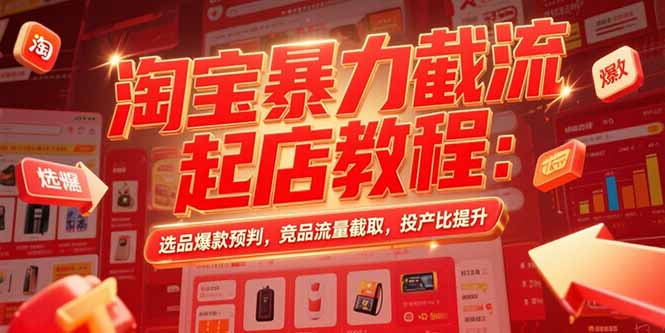 淘宝暴力截流起店教程：选品爆款预判，竞品流量截取，投产比提升-小言网创资源站