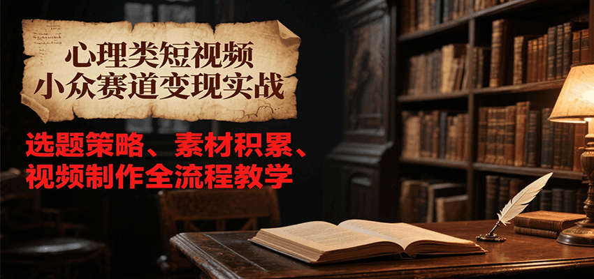 心理类短视频小众赛道变现实战，选题策略、素材积累、视频制作全流程教学-小言网创资源站