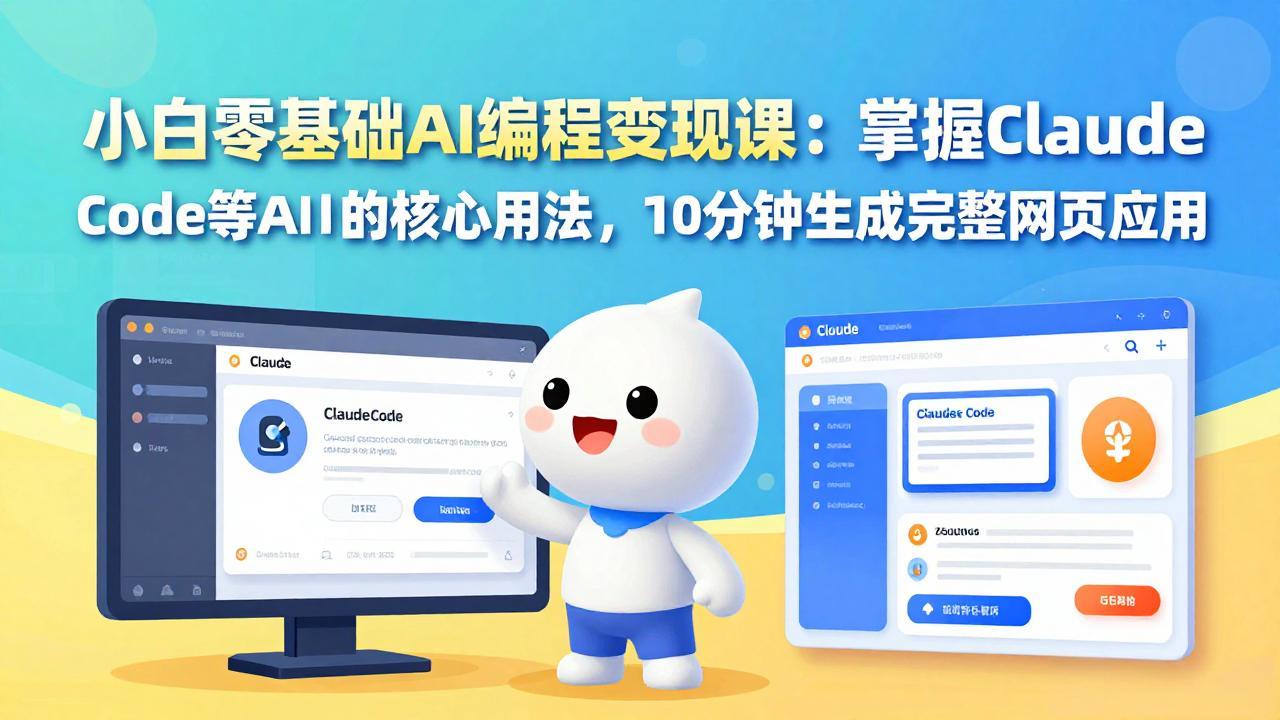 小白零基础AI编程变现课：掌握Claude Code等AI工具的核心用法，10分钟生成完整网页应用-小言网创资源站