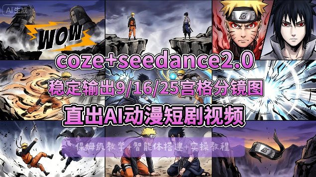 [COZE搭建教学]COZE+即梦Seedance 2.0稳定输出9-16-25宫格分镜图直出AI漫剧视频-小言网创资源站