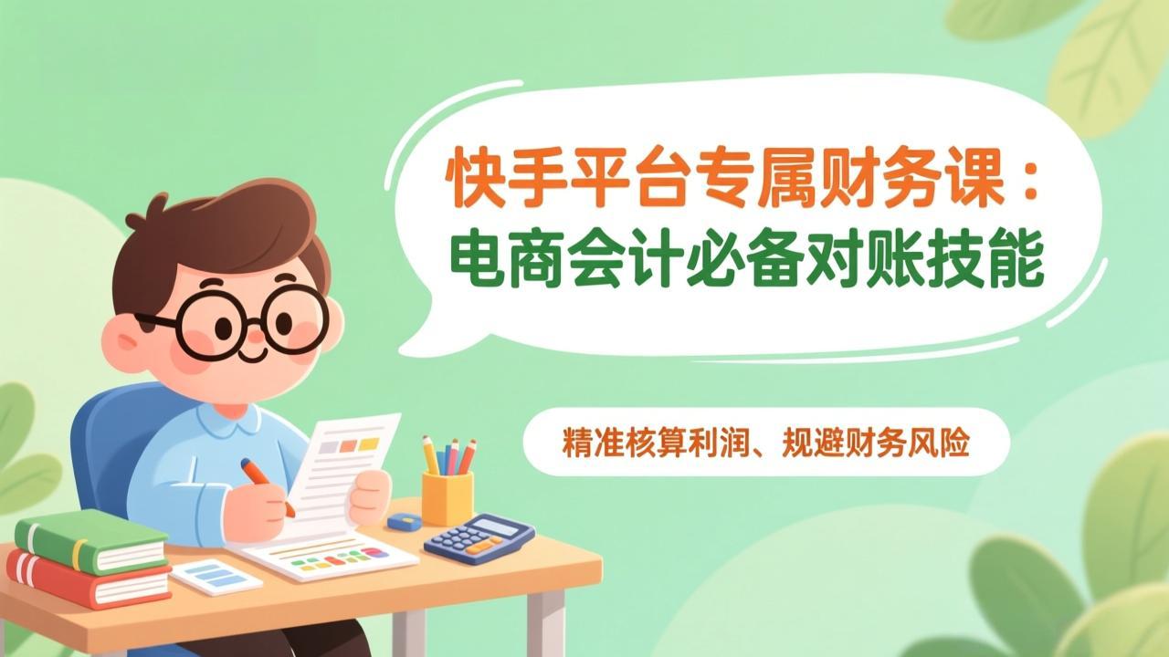快手平台专属财务课：电商会计必备对账技能，精准核算利润、规避财务风险-小言网创资源站