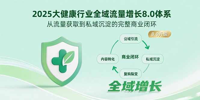 2025大健康行业全域流量增长8.0体系，从流量获取到私域沉淀的完整商业闭环-小言网创资源站
