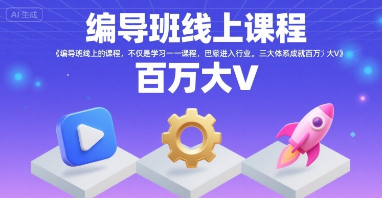 编导班线上课程，不仅是学习一门课程，更是进入一个行业，三大体系成就百万大V-小言网创资源站