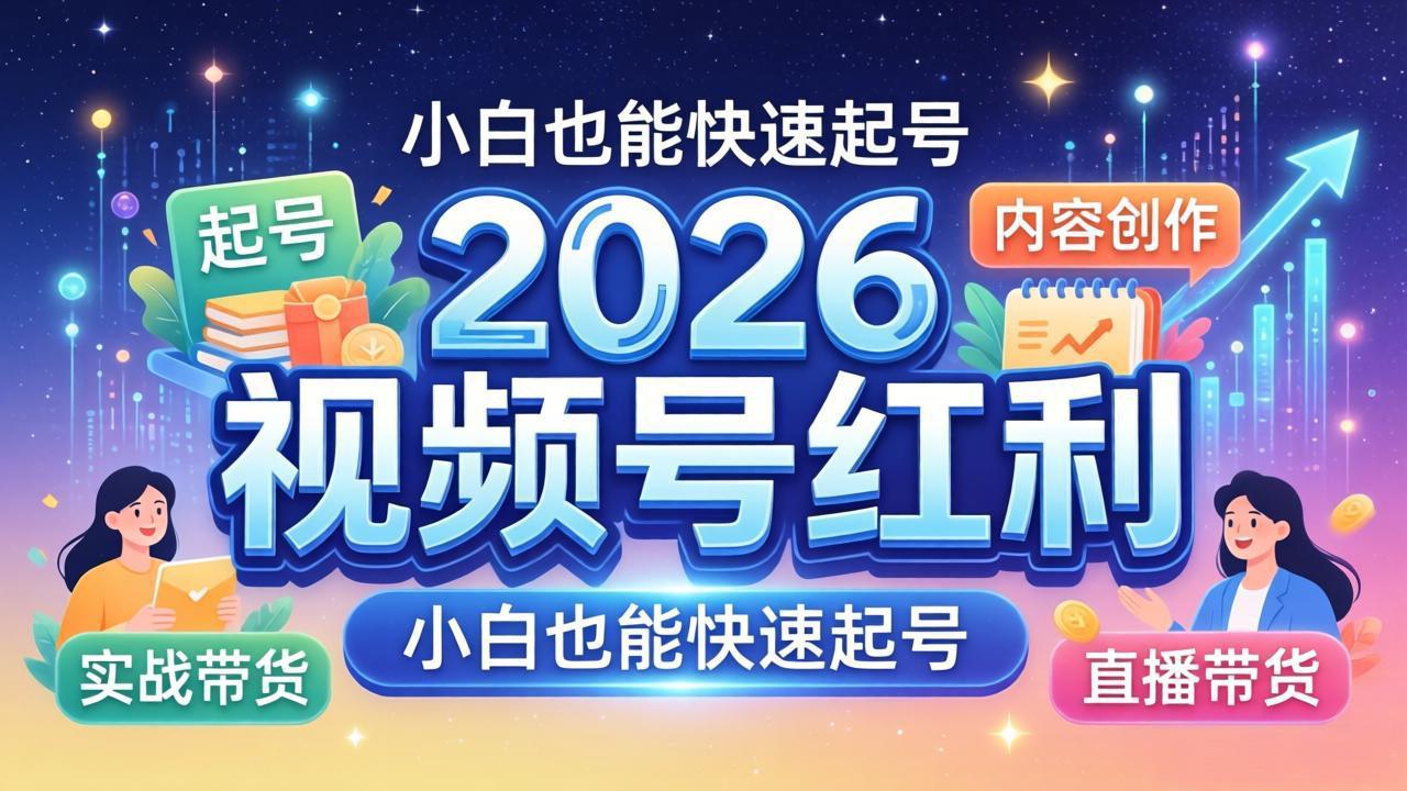2026视频号红利实战营，大佬亲授起号、内容、直播、IP、投流、私域、矩阵全套落地打法-小言网创资源站