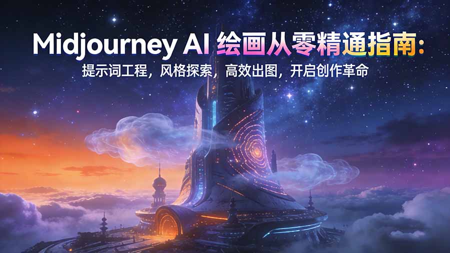 Midjourney AI绘画从零精通指南：提示词工程，风格探索，高效出图，开启创作革命-小言网创资源站