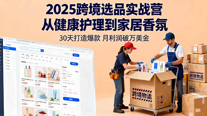 2025跨境选品实战营：从健康护理到家居香氛，30天打造爆款,月利润破万美金-小言网创资源站