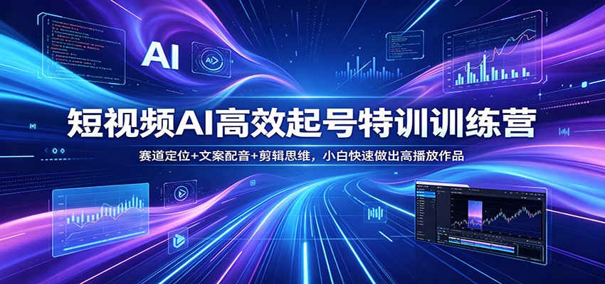 短视频AI高效起号特训训练营：赛道定位+文案配音+剪辑思维，小白快速做出高播放作品-小言网创资源站