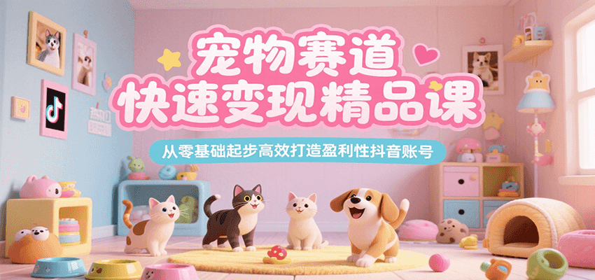 宠物赛道快速变现精品课，从零基础起步高效打造盈利性抖音账号-小言网创资源站