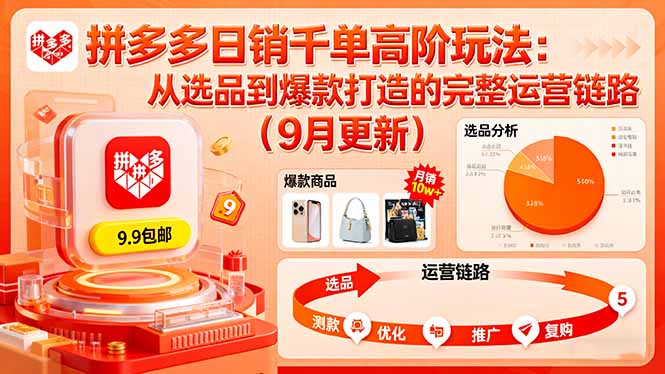 拼多多日销千单高阶玩法：从选品到爆款打造的完整运营链路(9月更新-小言网创资源站