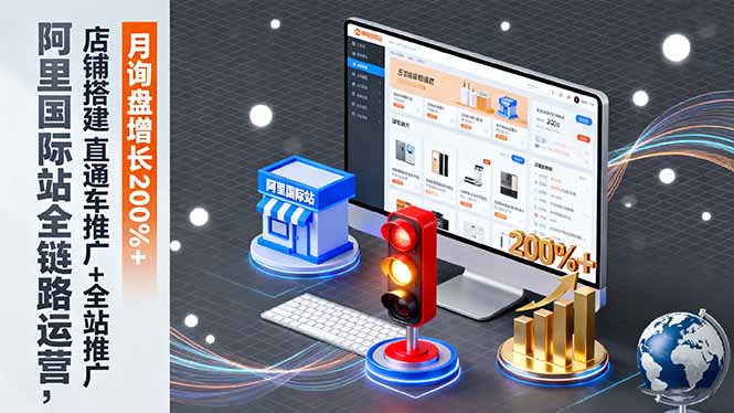 阿里国际站全链路运营，店铺搭建+直通车推广+全站推广，月询盘增长200%+-小言网创资源站