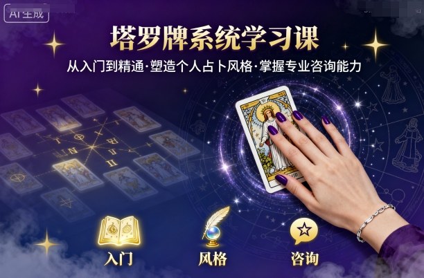 塔罗牌系统学习课，助你从入门到精通，塑造个人占卜风格，掌握专业咨询能力-小言网创资源站