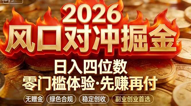 2026美金对冲套利，无赠金对冲策略保驾护航，低门槛易上手实操。单人单日收益2000+-小言网创资源站