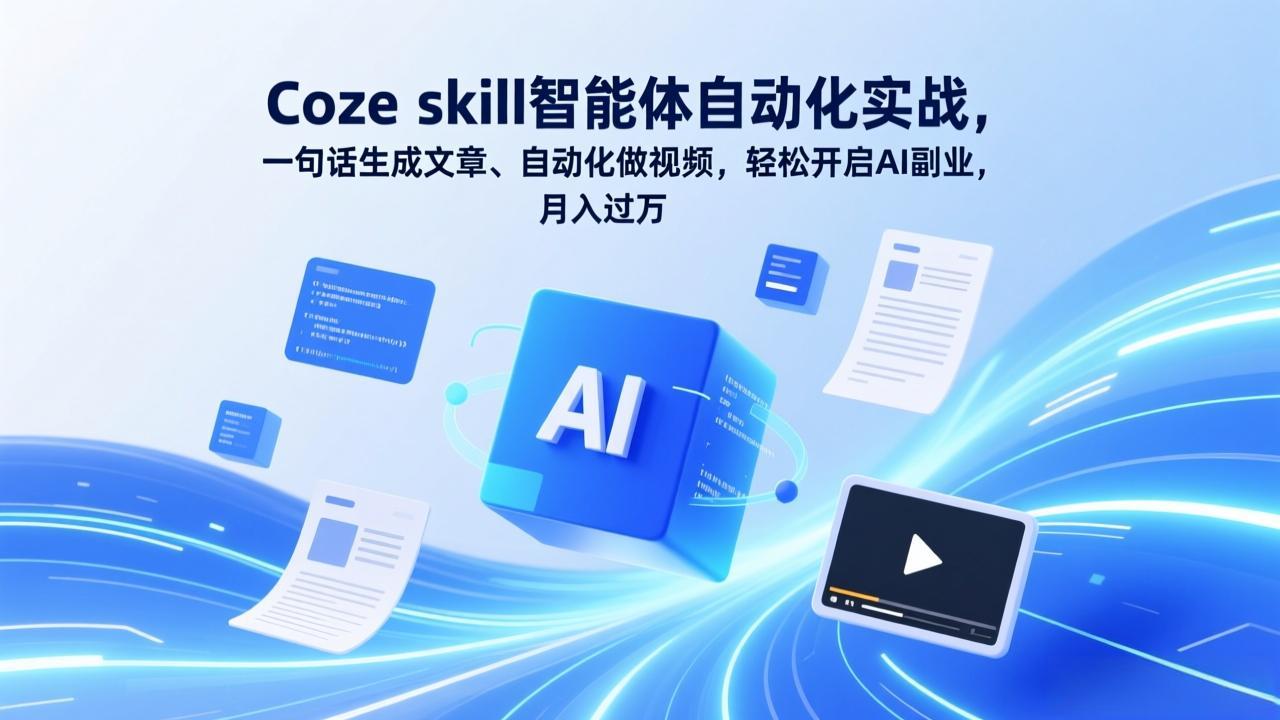 Coze skill智能体自动化实战，一句话生成文章、自动化做视频，轻松开启AI副业，月入过万-小言网创资源站