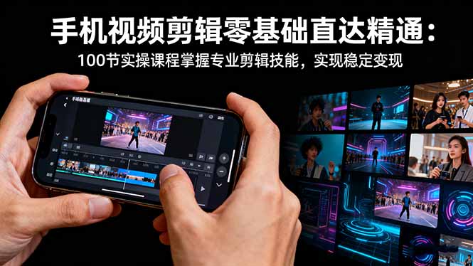 手机视频剪辑零基础直达精通：100节实操课程掌握专业剪辑技能，实现稳…-小言网创资源站