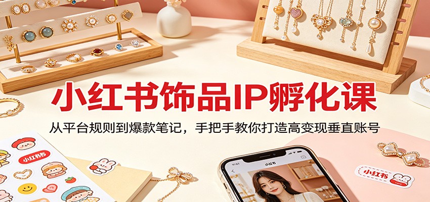 小红书饰品IP孵化课：从平台规则到爆款笔记，手把手教你打造高变现垂直账号-小言网创资源站