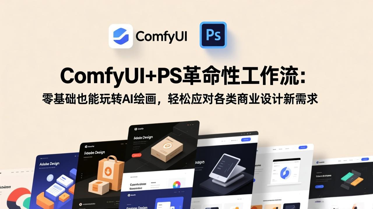 ComfyUI+PS革命性工作流：零基础也能玩转AI绘画，轻松应对各类商业设计新需求-小言网创资源站