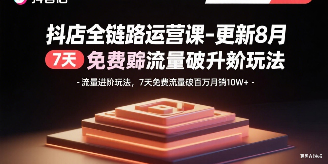 抖店全链路运营课-更新8月：流量进阶玩法，7天免费流量破百万月销10W+-小言网创资源站