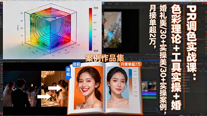 PR调色实战课：色彩理论+工具实操+婚礼医美/30+实操案例，月接单超2万-小言网创资源站