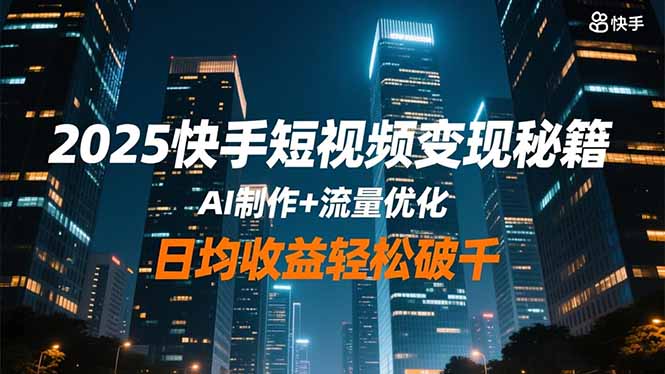 2025快手短视频变现秘籍，AI制作+流量优化，日均收益轻松破千-小言网创资源站