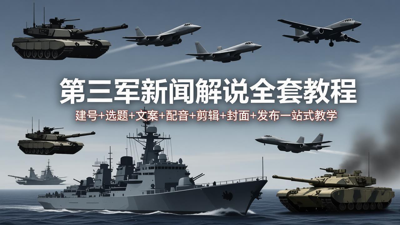 第三军迷新闻解说全套教程：建号+选题+文案+配音+剪辑+封面+发布一站式教学-小言网创资源站