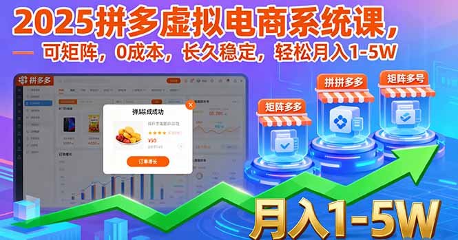 2025拼多多虚拟电商系统课，可矩阵，0成本，长久稳定，轻松月入1-5W-小言网创资源站