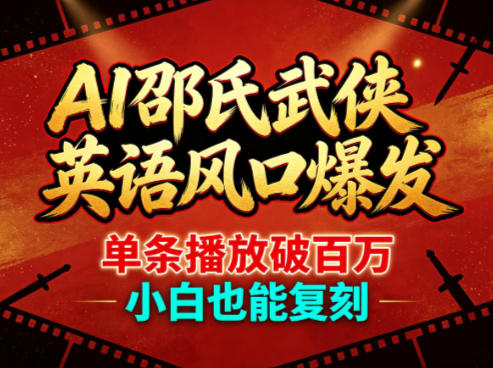 AI邵氏武侠英语风口爆发，单条播放破百万，小白也能复刻-小言网创资源站
