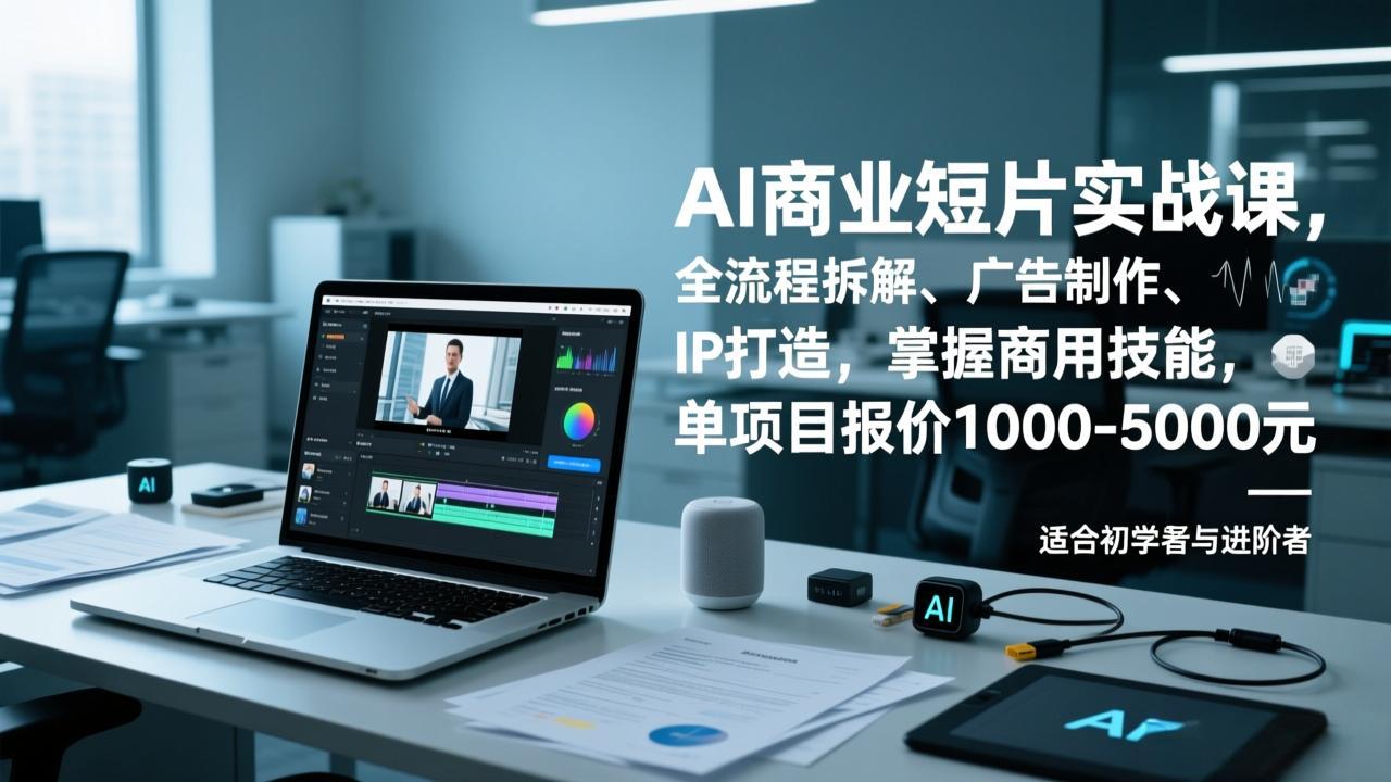 AI商业短片实战课，全流程拆解、广告制作、IP打造，掌握商用技能，单项目报价1000-5000元-小言网创资源站